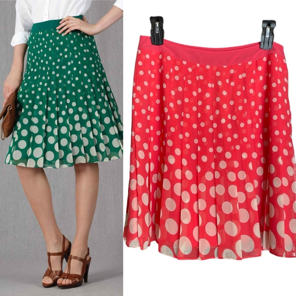 Boden Green and Red Polka Dot Midi Skirt